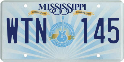 MS license plate WTN145