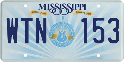 MS license plate WTN153