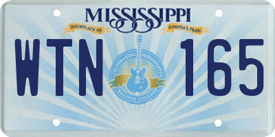 MS license plate WTN165