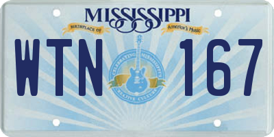 MS license plate WTN167