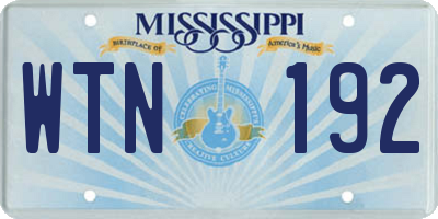 MS license plate WTN192