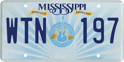 MS license plate WTN197