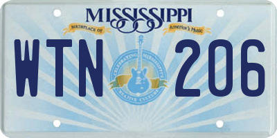 MS license plate WTN206