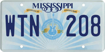 MS license plate WTN208