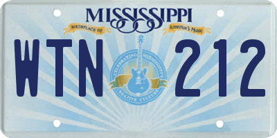 MS license plate WTN212