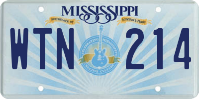 MS license plate WTN214