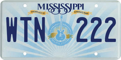 MS license plate WTN222