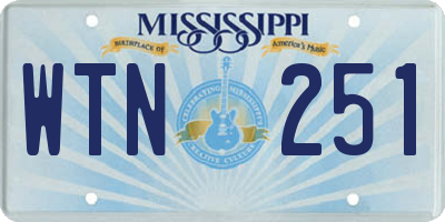 MS license plate WTN251