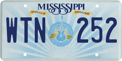 MS license plate WTN252