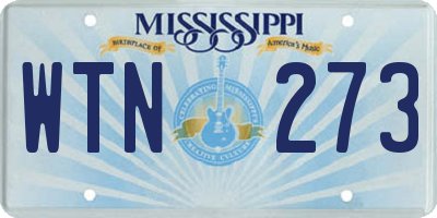 MS license plate WTN273