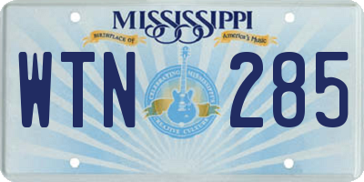 MS license plate WTN285