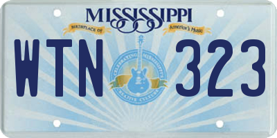 MS license plate WTN323