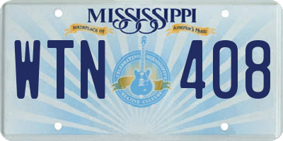 MS license plate WTN408