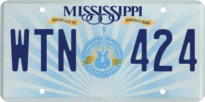 MS license plate WTN424
