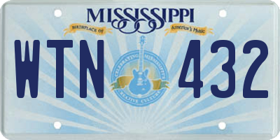 MS license plate WTN432