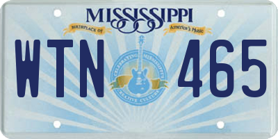 MS license plate WTN465