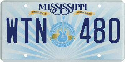 MS license plate WTN480