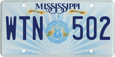 MS license plate WTN502