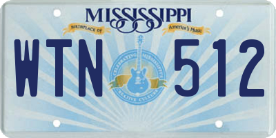 MS license plate WTN512