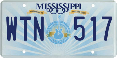 MS license plate WTN517