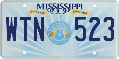MS license plate WTN523