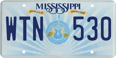 MS license plate WTN530
