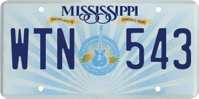 MS license plate WTN543