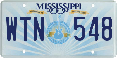 MS license plate WTN548