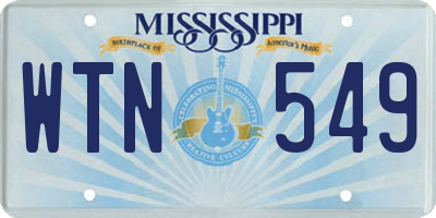 MS license plate WTN549