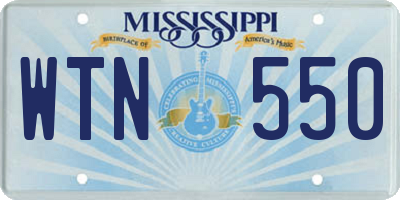 MS license plate WTN550