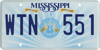 MS license plate WTN551