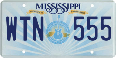 MS license plate WTN555