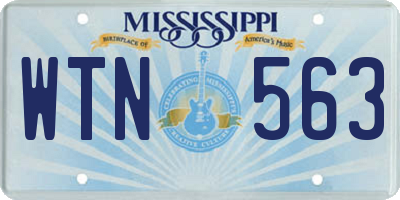 MS license plate WTN563