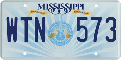 MS license plate WTN573