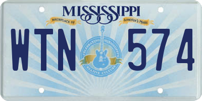MS license plate WTN574
