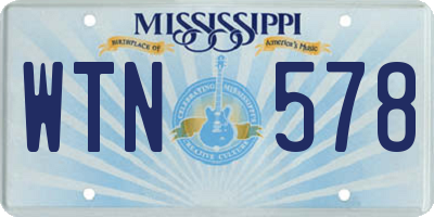 MS license plate WTN578