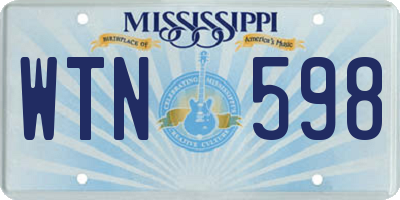 MS license plate WTN598