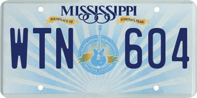 MS license plate WTN604