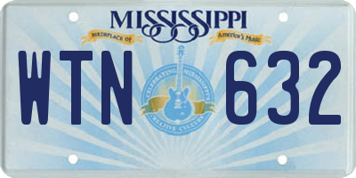 MS license plate WTN632