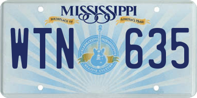 MS license plate WTN635
