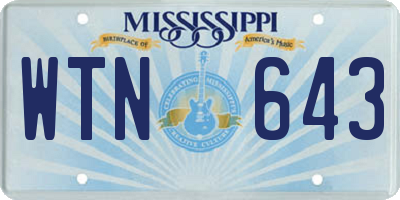 MS license plate WTN643