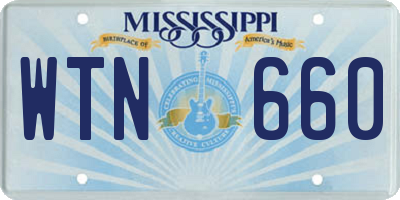 MS license plate WTN660