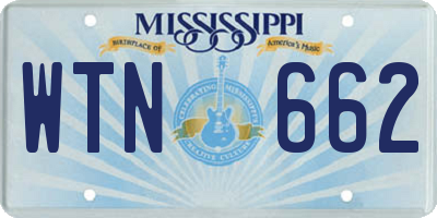 MS license plate WTN662