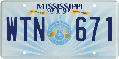 MS license plate WTN671