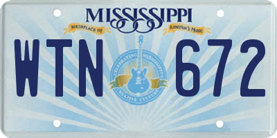 MS license plate WTN672