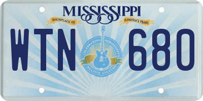 MS license plate WTN680
