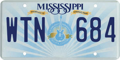 MS license plate WTN684