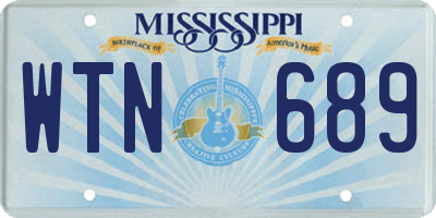 MS license plate WTN689