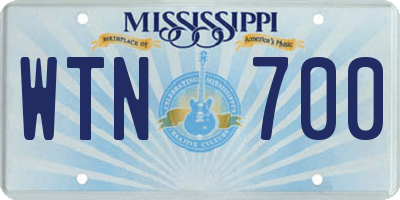 MS license plate WTN700