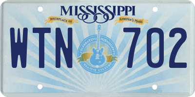 MS license plate WTN702